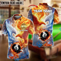 BlueJose Billiards 8 Ball Phoenix Fire & Ice Customized Name, Team Name 3D Shirt