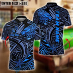 BlueJose Billiards Ball 8 Tribal Lion Head Polynesian Tattoo Pattern Personalized Name Shirt (4 Colors)