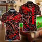 BlueJose Billiards Ball 8 Tribal Lion Head Polynesian Tattoo Pattern Personalized Name Shirt (4 Colors)