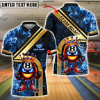 BlueJose Billiards King 8 Ball Golden Fire Design Personalized Name Shirt (4 Colors)
