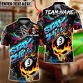 BlueJose Billiards 8-Ball Skull Flame Graffiti Stay Chill Customized Name, Team Name 3D Shirt (4 Colors)