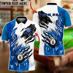 BlueJose Billiards Fire 8 Ball Claw Smash Personalized Name Shirt (4 Colors)