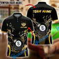 BlueJose Billiards 8 Ball Water Pattern Personalized Name, Team Name Shirt (4 Colors)