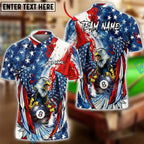 BlueJose Billiards 8 Ball & 9 Ball Eagle American Flag Patriot Paint Art Personalized Shirt (2 Colors)