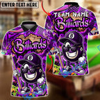 BlueJose Billiards Vibrant Graffiti Style 8-Ball Character Customized Name, Team Name 3D Shirt (4 Colors)