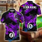 BlueJose Billiards Ball 8 Flaming Camo Personalized Name & Team Name Shirt (4 Colors)