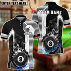 BlueJose Billiards Luxury 8 Ball Gold Stripe Honeycomb Personalized Name Shirt (6 Colors)