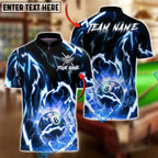 BlueJose Billiards 8 Ball Lightning Shirt Electric Pool Ball Design Personalized Name Shirt (4 Colors)