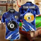 BlueJose Billiards Ball 8&9 Lightning Pool Electric Storm Graphic Customized Name, Team Name 3D Shirt (6 Colors)