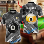 BlueJose Billiards Ball 8&9 Lightning Pool Electric Storm Graphic Customized Name, Team Name 3D Shirt (6 Colors)