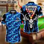 BlueJose Billiards Ball 8 Camo Skull Rack Balls Dark Gothic Graphic Customized Name, Team Name 3D Shirt (6 Colors)