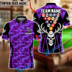 BlueJose Billiards Ball 8 Camo Skull Rack Balls Dark Gothic Graphic Customized Name, Team Name 3D Shirt (6 Colors)