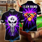 BlueJose Billiards 8 Ball Flaming Punisher Skull Break Shot Personalized Name Shirt (4 Colors)