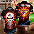 BlueJose Billiards 8 Ball Flaming Punisher Skull Break Shot Personalized Name Shirt (4 Colors)