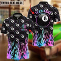 BlueJose Billiards Ball 8 Neon Flames Gradient Personalized Shirt