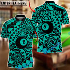 BlueJose Billiards Ball 8 Tribal Abstract Pattern Personalized Name Shirt (6 Colors)