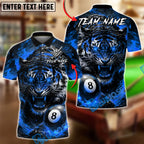 BlueJose Billiards 8 Angry Tiger Fire Energy Personalized Name Shirt (4 Colors)