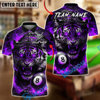 BlueJose Billiards 8 Angry Tiger Fire Energy Personalized Name Shirt (4 Colors)