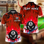 BlueJose Billiards Flame Angry 8 Ball Personalized Name Shirt (4 Colors)