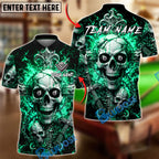 BlueJose Billiards Gothic Cross Skull Flame 8 Ball Personalized Name Shirt (4 Colors)