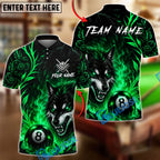 BlueJose Billiards 8 Ball Flame Flower Wolf Personalized Name Shirt (4 Colors)