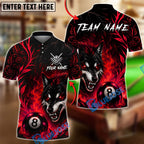 BlueJose Billiards 8 Ball Flame Flower Wolf Personalized Name Shirt (4 Colors)