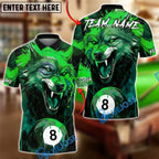 BlueJose Billiards 8-Ball Blood Wolf Design Personalized Name, Team Name Unisex Shirt (4 Colors)