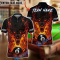 BlueJose Billiards 8 Ball Wolf Fire Inferno Personalized Name, Team Name Unisex Shirt (4 Colors)
