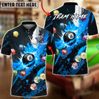 BlueJose Billiards 8-Ball Explosive Fire Effect Personalized Name, Team Name Unisex Shirt (6 Colors)