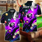 BlueJose Billiards 8-Ball Explosive Fire Effect Personalized Name, Team Name Unisex Shirt (6 Colors)