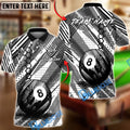 BlueJose Billiards 8-Ball Black Diagonal Stripes Personalized Name, Team Name Unisex Shirt (6 Colors)