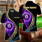 BlueJose Billiards 8 Ball Golden Tribal Fire Personalized Name, Team Name Unisex Shirt (4 Colors)