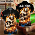 BlueJose Billiards Flaming Skull 8 Ball Design Personalized Name, Team Name Unisex Shirt (4 Colors)