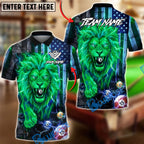 BlueJose Billiards 8 Ball Fire Lion USA Flag Personalized Name, Team Name Unisex Shirt (6 Colors)