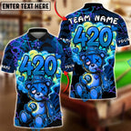 BlueJose Billiards Ball 8 420 Bear Graffiti Lightning Customized Name, Team Name 3D Shirt (4 Colors)
