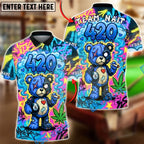 BlueJose Billiards 8-Ball 420 Bear Neon Graffiti Street Art Personalized Name, Team Name Unisex Shirt (4 Colors)