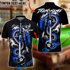 BlueJose Billiards 8 Ball Dragon Sword Personalized Name, Team Name Unisex Shirt (4 Colors)