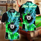 BlueJose Billiards 8 Ball Neon Smoke Fusion Personalized Name, Team Name Unisex Shirt (4 Colors)