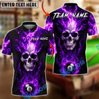 BlueJose Billiards 8 Ball Skull Fire Lord Personalized Name, Team Name Unisex Shirt (4 Colors)