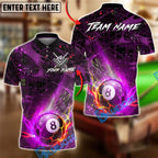 BlueJose Billiards 8-Ball Fire Energy Design Customized Name, Team Name 3D Shirt (4 Colors)