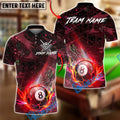 BlueJose Billiards 8-Ball Fire Energy Design Customized Name, Team Name 3D Shirt (4 Colors)