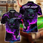 BlueJose Billiards 8-Ball Panther Fire Design Customized Name, Team Name 3D Shirt (4 Colors)