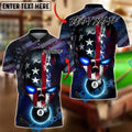 BlueJose Billiards Ball 8 USA Flag Skull Flame Customized Name, Team Name 3D Shirt