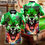 BlueJose Billiards 8 Ball Wolf Double Flame Personalized Name, Team Name Unisex Shirt (4 Colors)