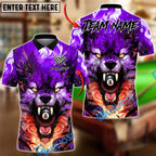 BlueJose Billiards 8 Ball Wolf Double Flame Personalized Name, Team Name Unisex Shirt (4 Colors)
