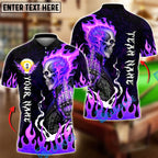 BlueJose Billiards Ball 9 Flaming Biker Skull Middle Finger Customized Name, Team Name 3D Shirt (4 Colors)