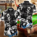 BlueJose Billiards 8 Ball Black White Lion Design Personalized Shirt