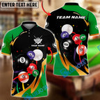 BlueJose Billiards 8-Ball Colorful Pool Balls Motion Graphic Customized Name, Team Name 3D Shirt (4 Colors)