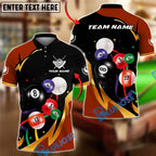 BlueJose Billiards 8-Ball Colorful Pool Balls Motion Graphic Customized Name, Team Name 3D Shirt (4 Colors)