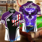 BlueJose Billiards 8-Ball Patriotic Eagle Lightning Design Customized Name, Team Name 3D Shirt (4 Colors)